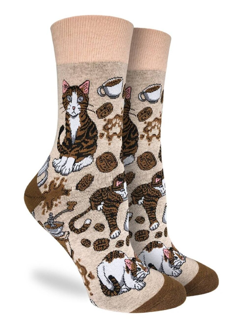 Women's Good Luck Sock Crew Socks | Coffee Cats Socks | NWT